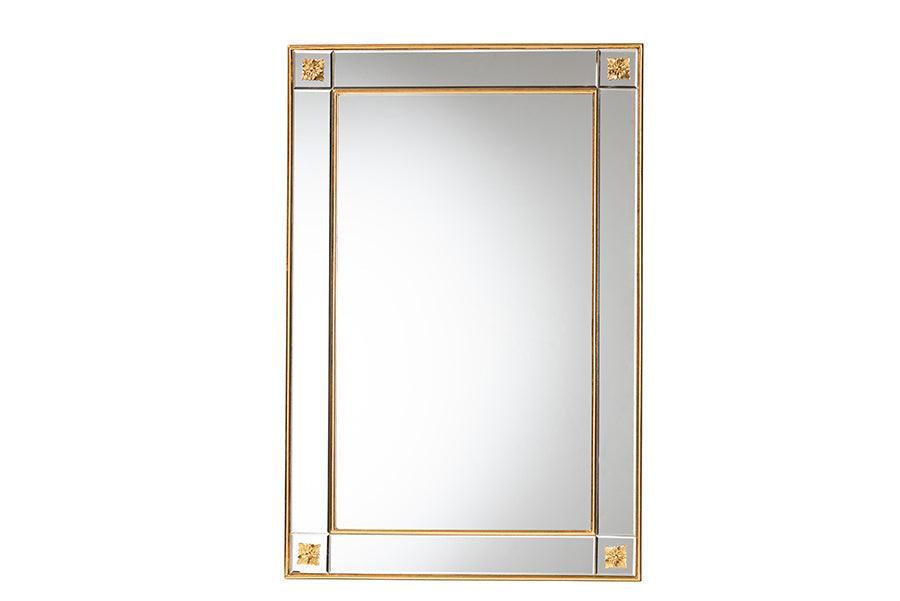 Iara Modern Glam and Luxe Antique Goldleaf Finished Wood Accent Wall Mirror FredCo