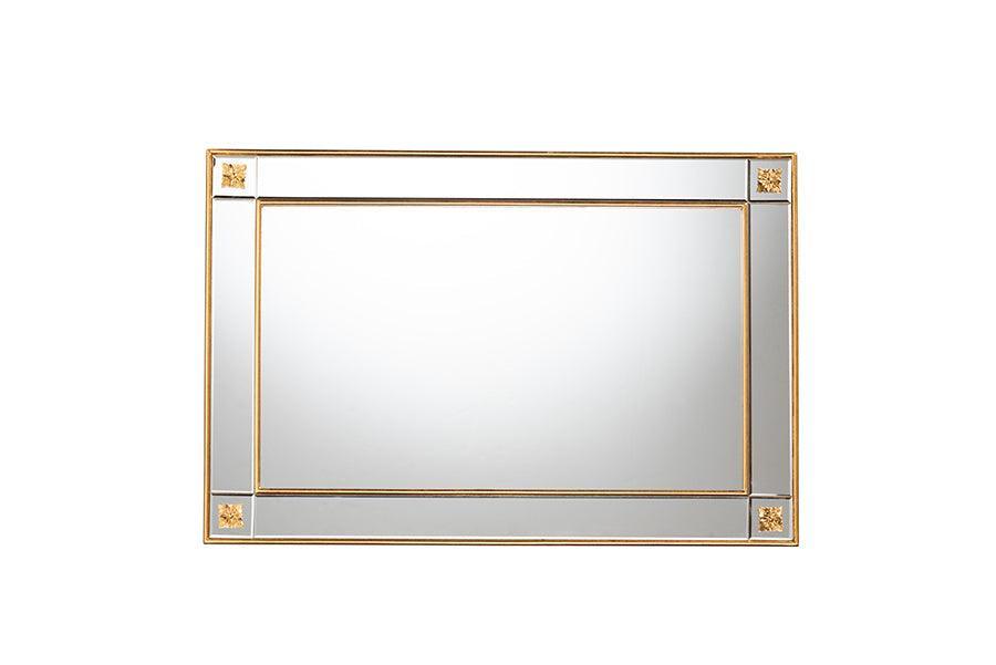 Iara Modern Glam and Luxe Antique Goldleaf Finished Wood Accent Wall Mirror FredCo