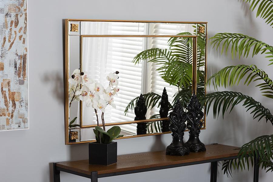 Iara Modern Glam and Luxe Antique Goldleaf Finished Wood Accent Wall Mirror FredCo