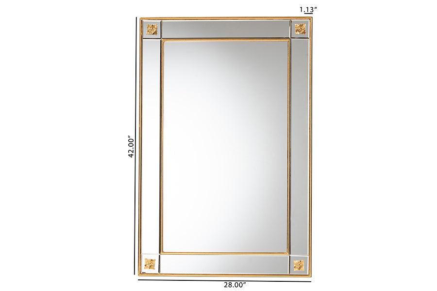 Iara Modern Glam and Luxe Antique Goldleaf Finished Wood Accent Wall Mirror FredCo