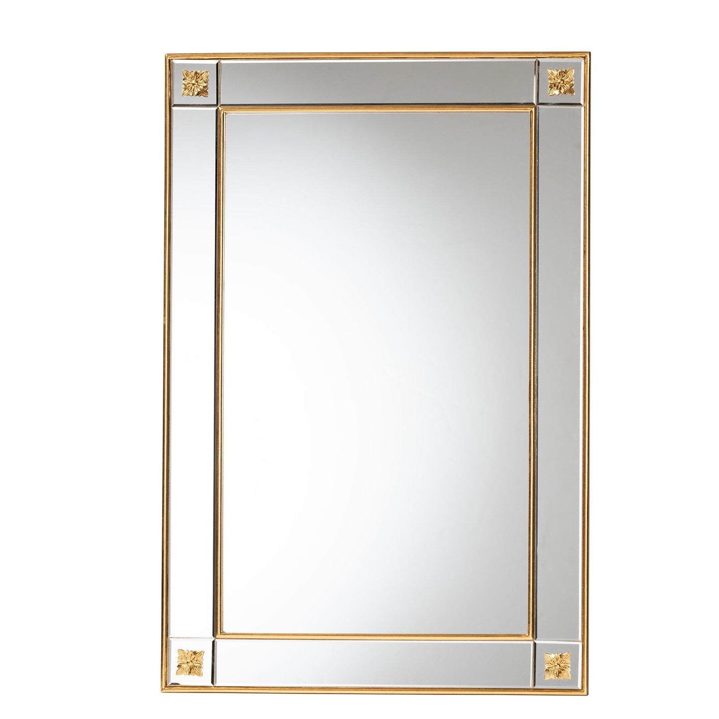 Iara Modern Glam and Luxe Antique Goldleaf Finished Wood Accent Wall Mirror FredCo
