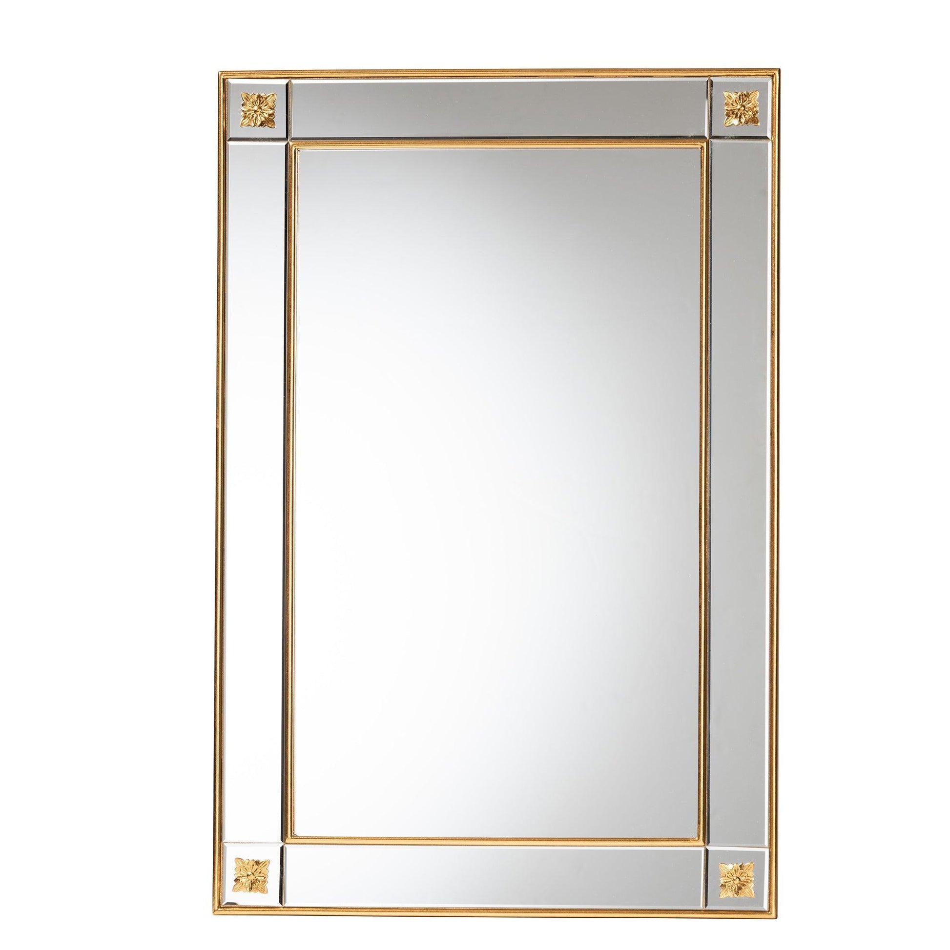 Iara Modern Glam and Luxe Antique Goldleaf Finished Wood Accent Wall Mirror FredCo