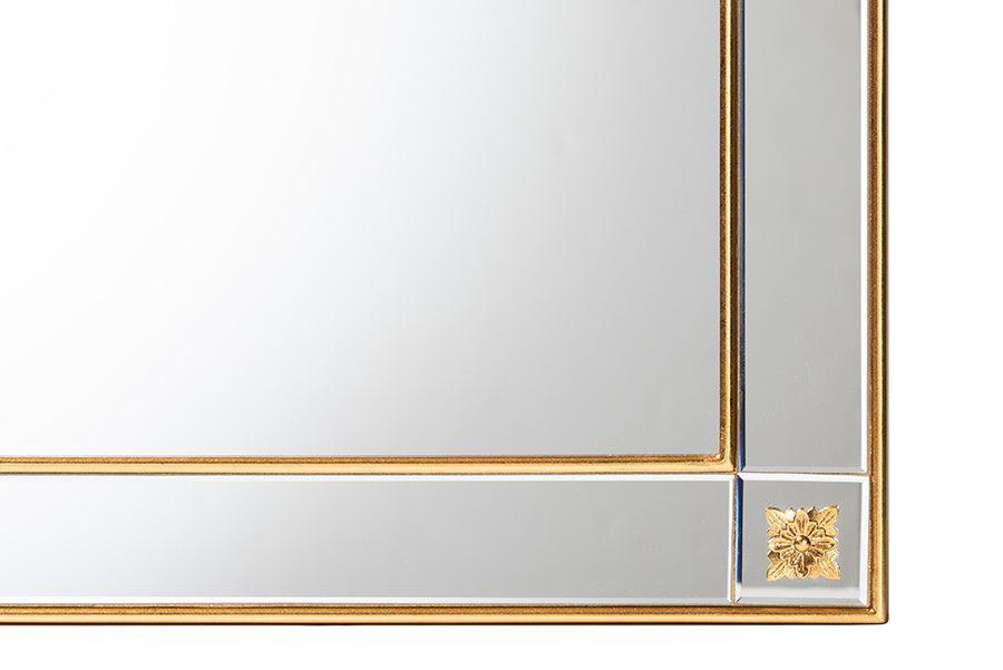 Iara Modern Glam and Luxe Antique Goldleaf Finished Wood Accent Wall Mirror FredCo