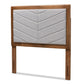 Iden Modern and Contemporary Light Grey Fabric Upholstered and Walnut Brown Finished Wood Twin Size Headboard FredCo