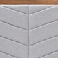 Iden Modern and Contemporary Light Grey Fabric Upholstered and Walnut Brown Finished Wood Twin Size Headboard FredCo