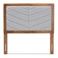 Iden Modern and Contemporary Light Grey Fabric Upholstered and Walnut Brown Finished Wood Twin Size Headboard FredCo