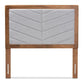 Iden Modern and Contemporary Light Grey Fabric Upholstered and Walnut Brown Finished Wood Twin Size Headboard FredCo