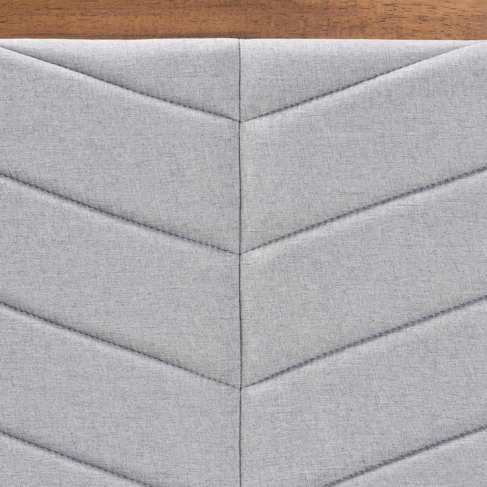Iden Modern and Contemporary Light Grey Fabric Upholstered and Walnut Brown Finished Wood Twin Size Headboard FredCo
