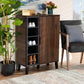 Idina Mid-Century Modern Two-Tone Walnut Brown and Grey Finished Wood 1-Door Shoe Cabinet FredCo