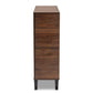 Idina Mid-Century Modern Two-Tone Walnut Brown and Grey Finished Wood 2-Door Shoe Cabinet FredCo