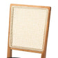 Idris Mid-Century Modern Black Fabric Upholstered and Oak brown Finished 2-Piece Rattan Dining Chair Set FredCo