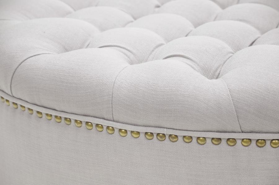 Iglehart Beige Linen Modern Tufted Ottoman FredCo