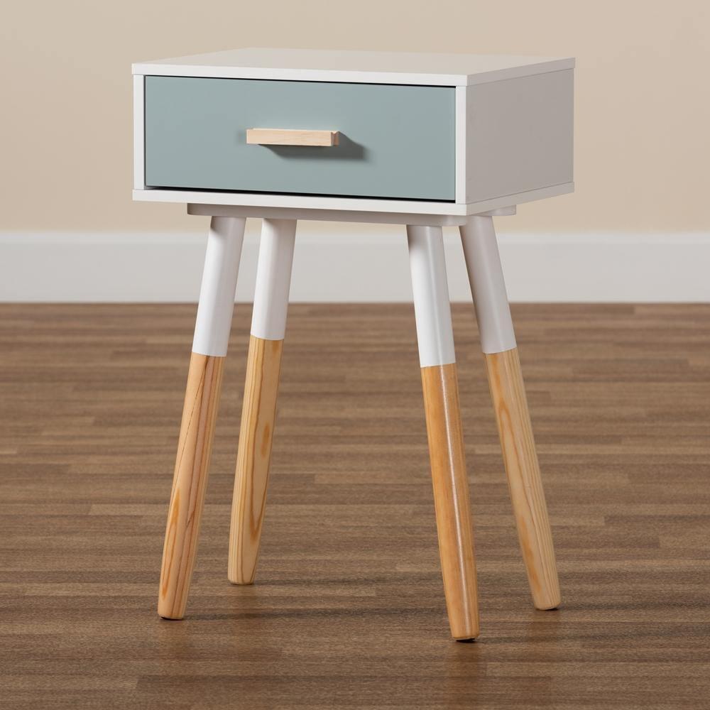 Ilana Modern Transitional Oak Brown Finished and Multi-Colored Wood 1-Drawer Nightstand FredCo