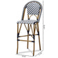 Ilene Classic French Indoor and Outdoor White and Blue Bamboo Style Stackable Bistro Bar Stool FredCo