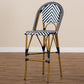 Ilene Classic French Indoor and Outdoor White and Blue Bamboo Style Stackable Bistro Bar Stool FredCo