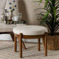 Iliana Japandi Cream Boucle Fabric and Walnut Brown Finished Rubberwood Ottoman Footstool FredCo