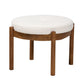 Iliana Japandi Cream Boucle Fabric and Walnut Brown Finished Rubberwood Ottoman Footstool FredCo