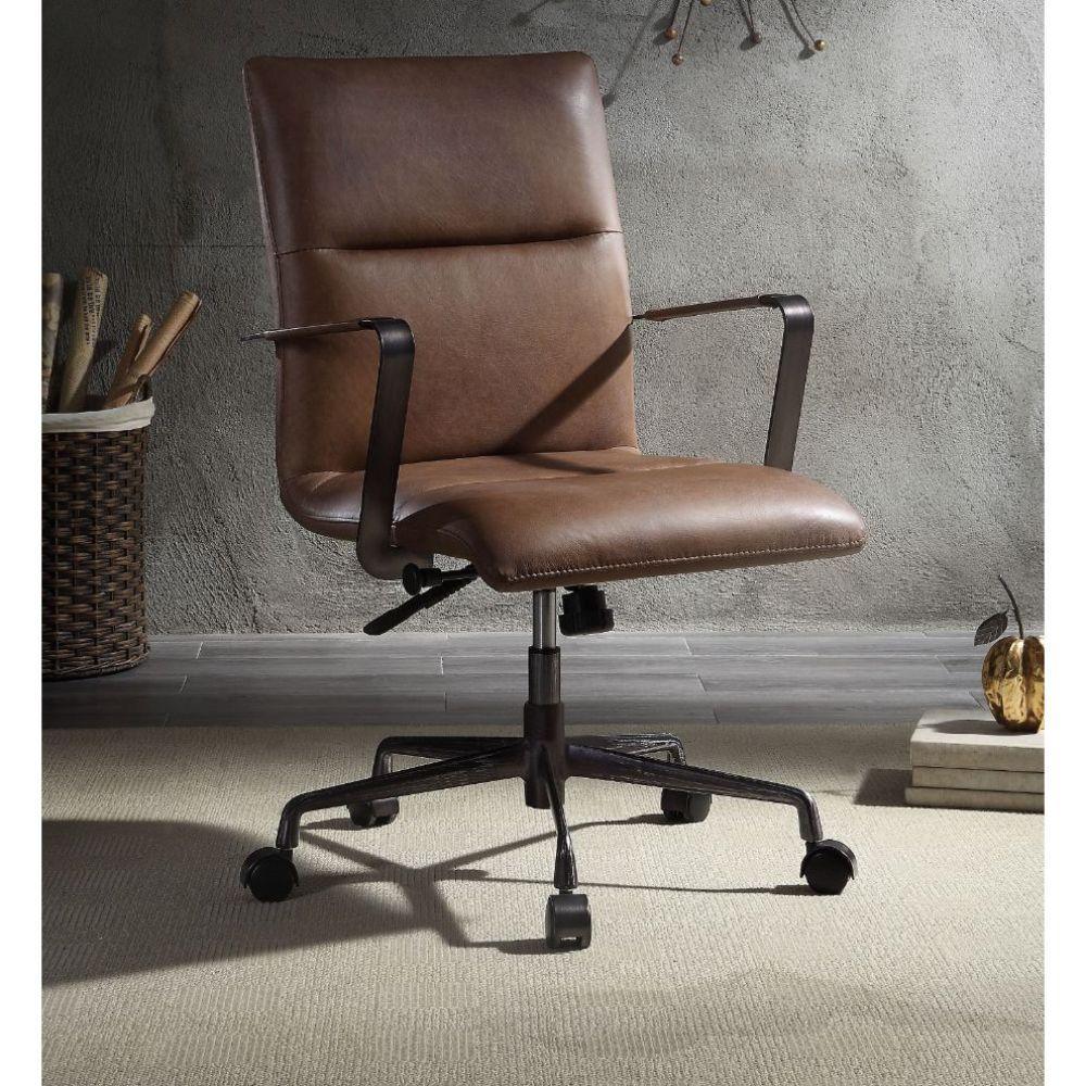 Indra Office Chair Vintage Chocolate Top Grain Leather FredCo