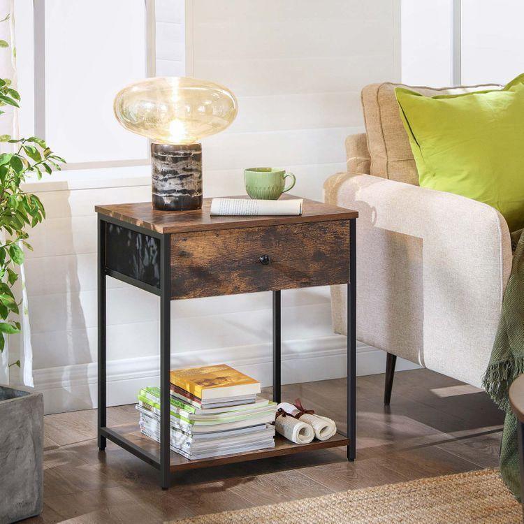 Industrial Bedside Table with Drawer FredCo