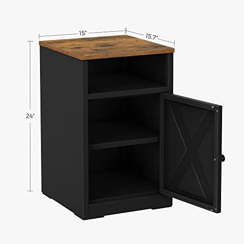 Industrial Black Nightstand with Door 24" H FredCo
