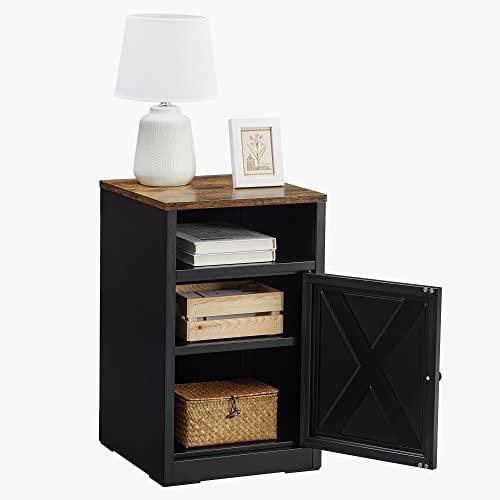 Industrial Black Nightstand with Door 24" H FredCo