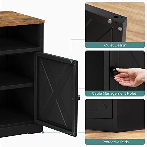 Industrial Black Nightstand with Door 24" H FredCo