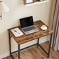 Industrial Browmn Slim Computer Desk for Small Space FredCo