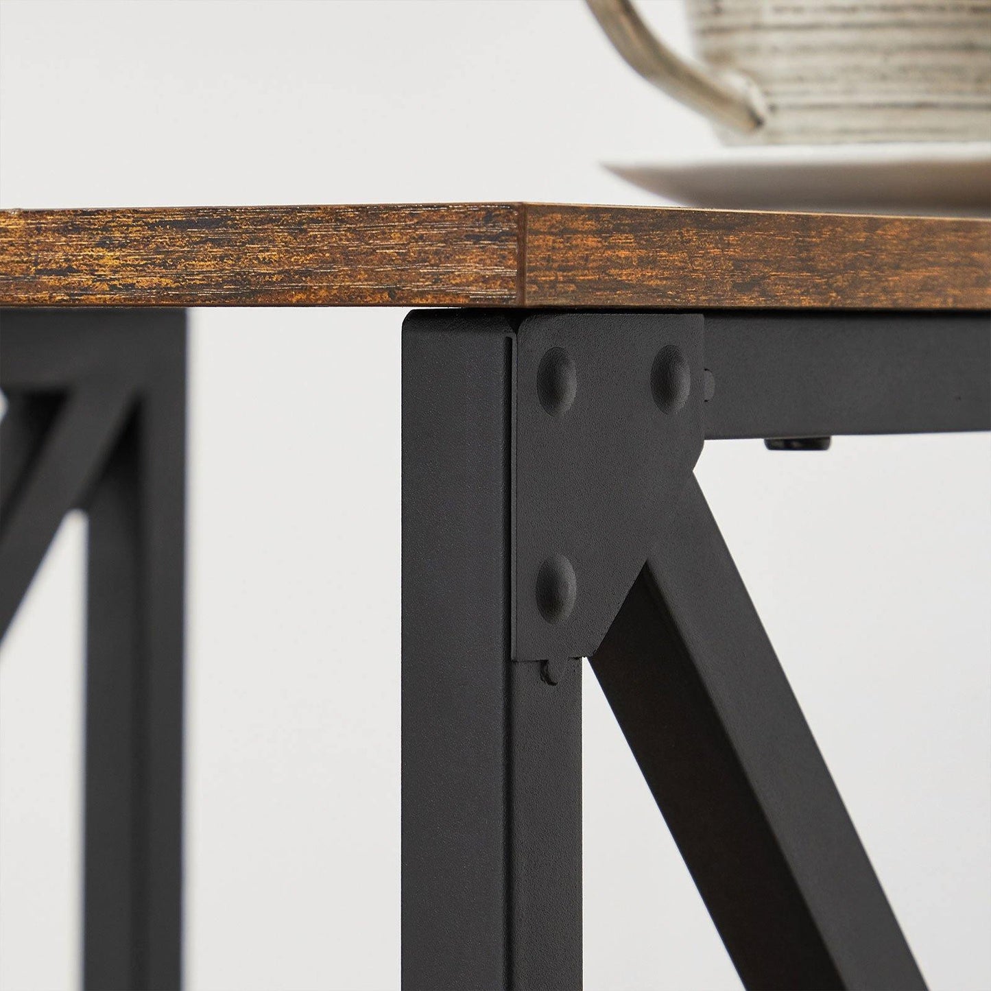 Industrial Brown 3-Layer Metal Frame Side Table FredCo