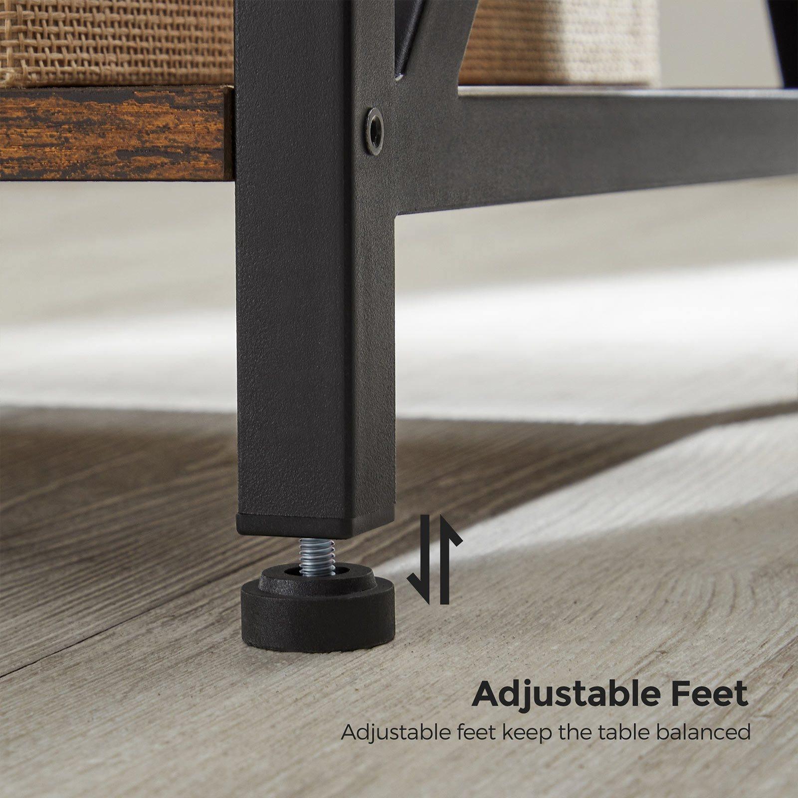 Industrial Brown 3-Layer Metal Frame Side Table FredCo