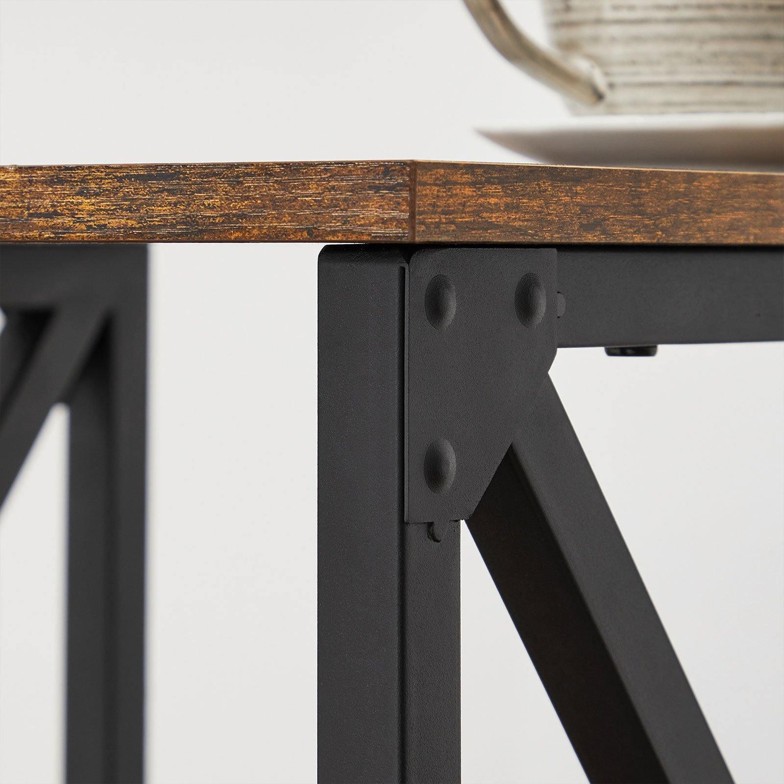 Industrial Brown 3-Layer Metal Frame Side Table FredCo
