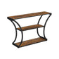 Industrial Brown 3-Tier Console Table with Curved Legs FredCo