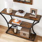 Industrial Brown 3-Tier Console Table with Curved Legs FredCo