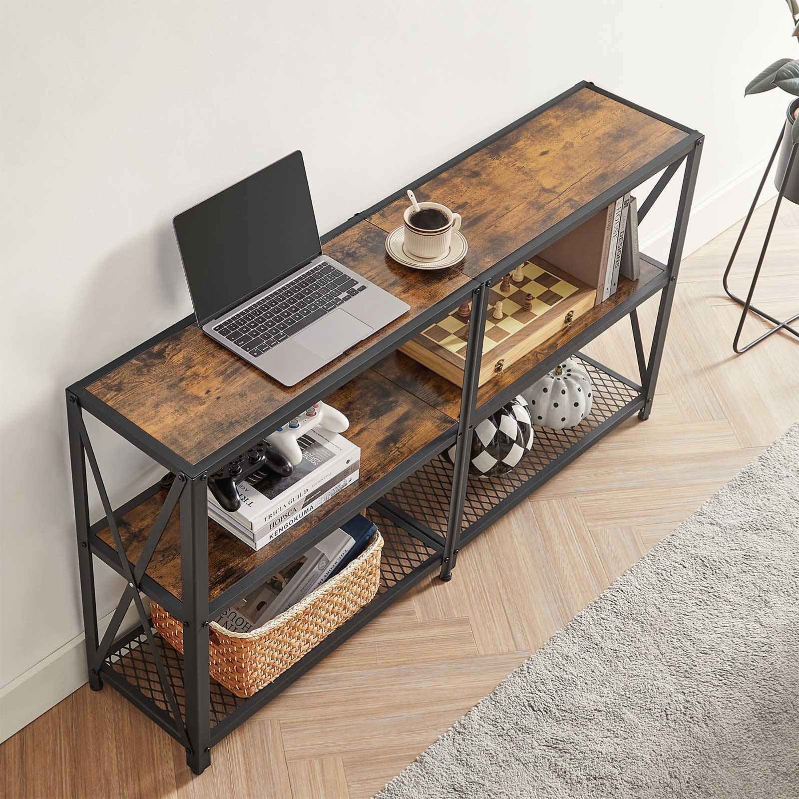 Industrial Brown 3-Tier Sofa Table FredCo