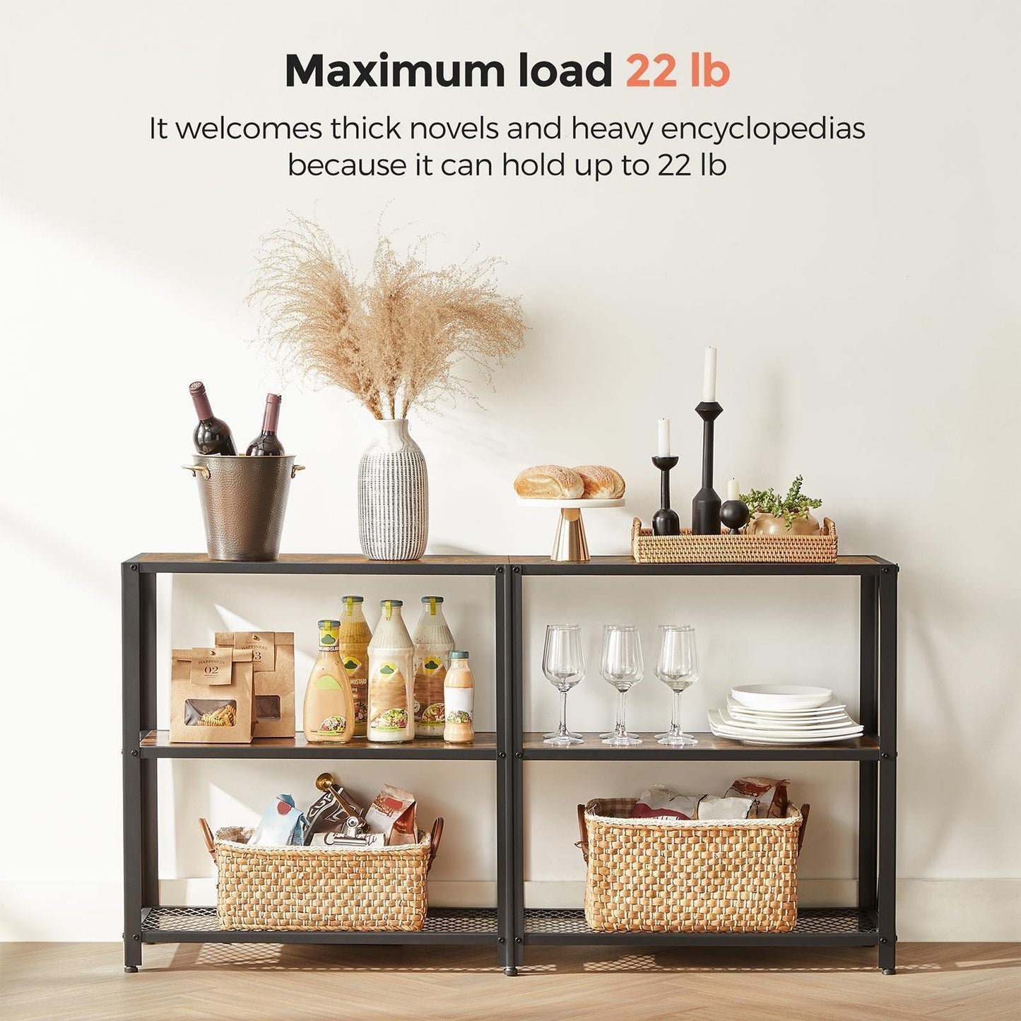 Industrial Brown 3-Tier Sofa Table FredCo