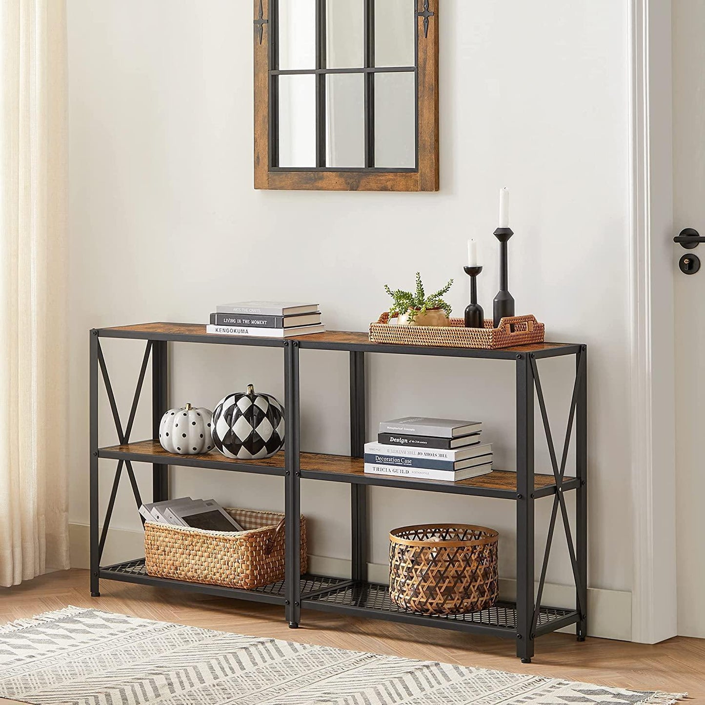 Industrial Brown 3-Tier Sofa Table FredCo