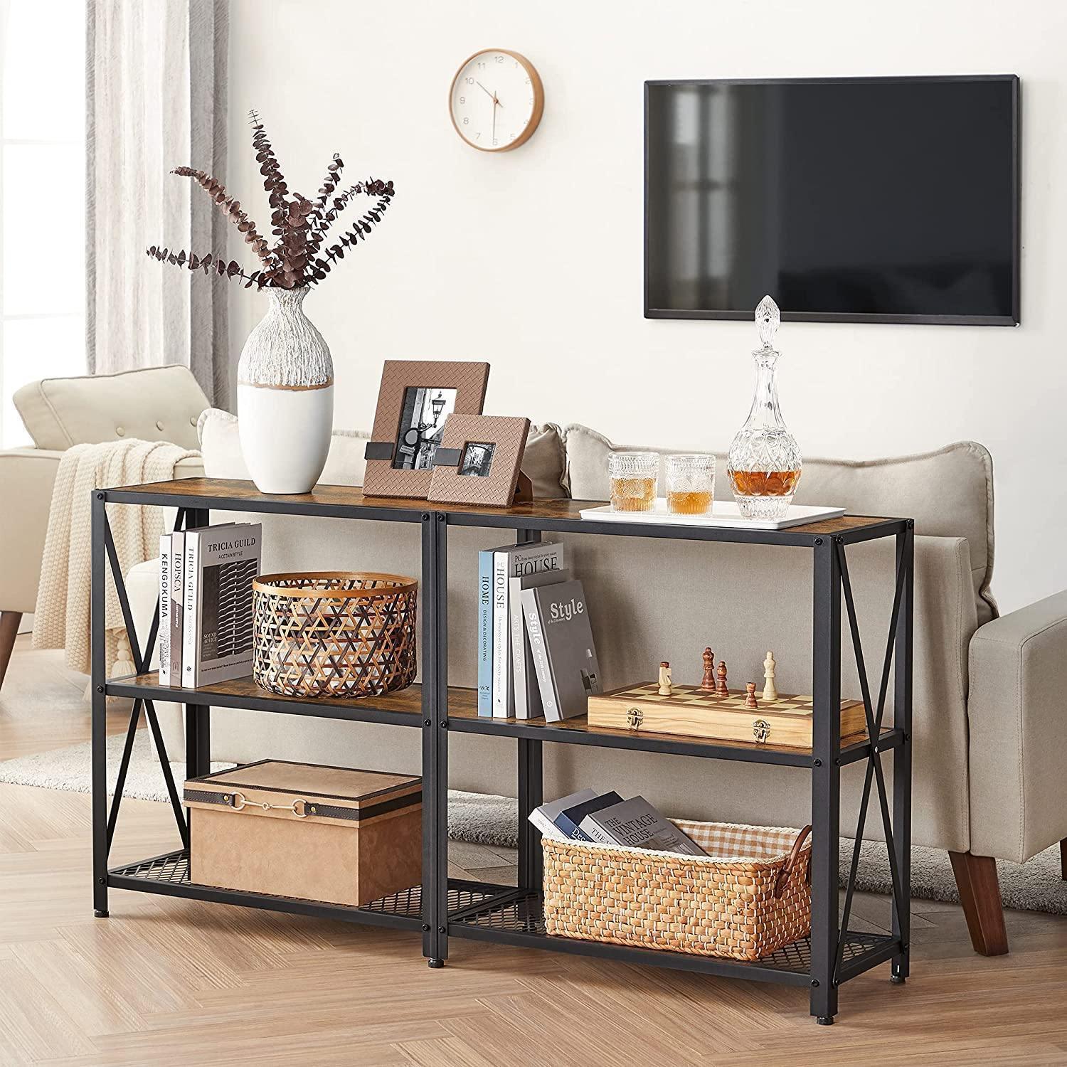 Industrial Brown 3-Tier Sofa Table FredCo