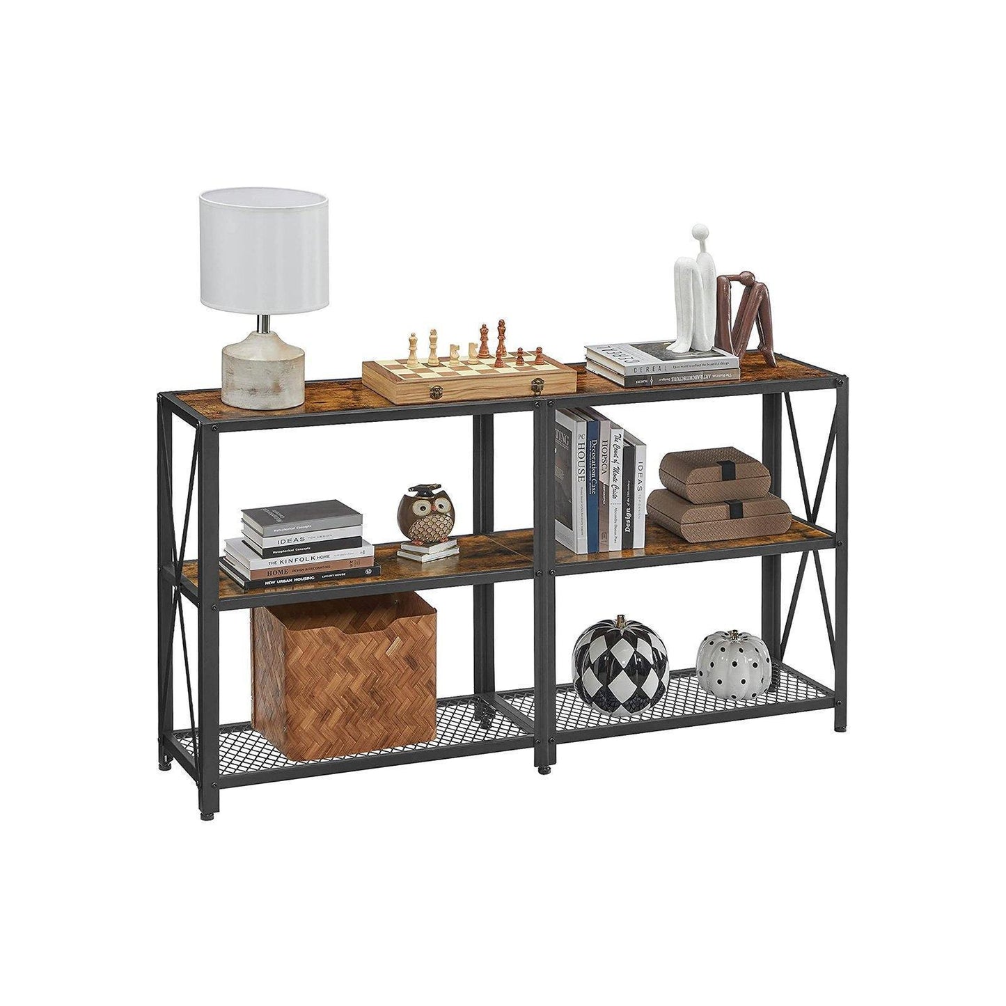 Industrial Brown 3-Tier Sofa Table FredCo