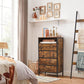 Industrial Brown 4-Drawer Small Dresser with Shelf FredCo