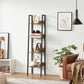 Industrial Brown 4-Tier Slim Ladder Shelves with Metal Frame FredCo