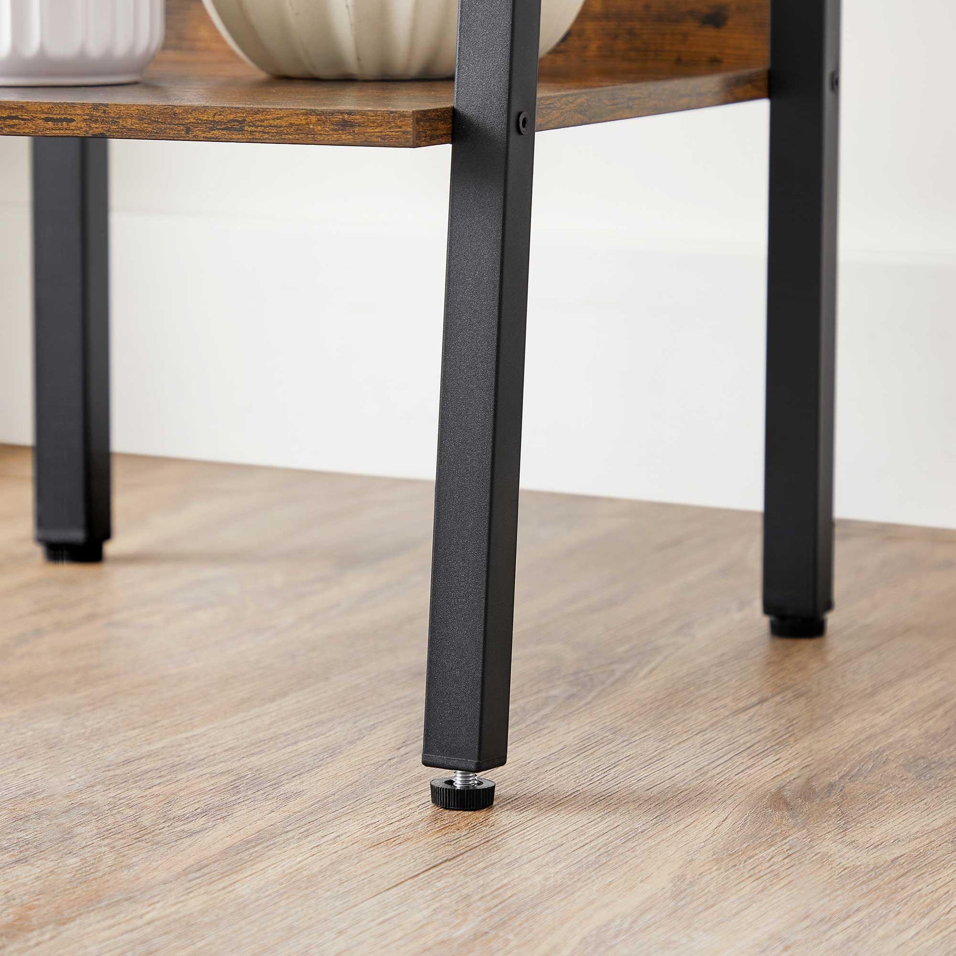 Industrial Brown 4-Tier Slim Ladder Shelves with Metal Frame FredCo