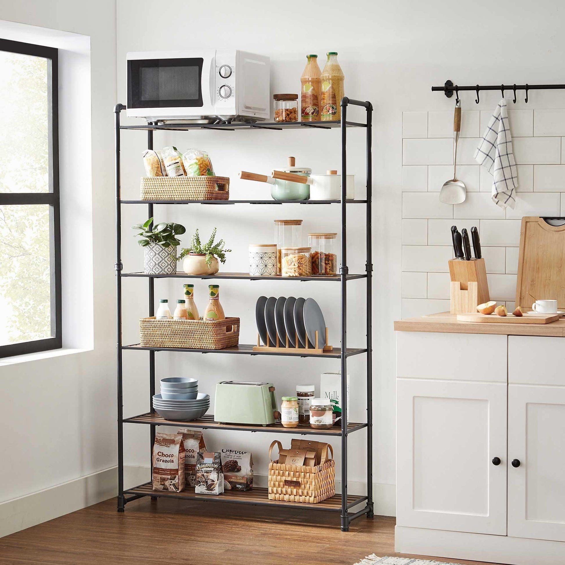 Industrial Brown 6-Tier Freestanding Shelving Unit for Storage FredCo