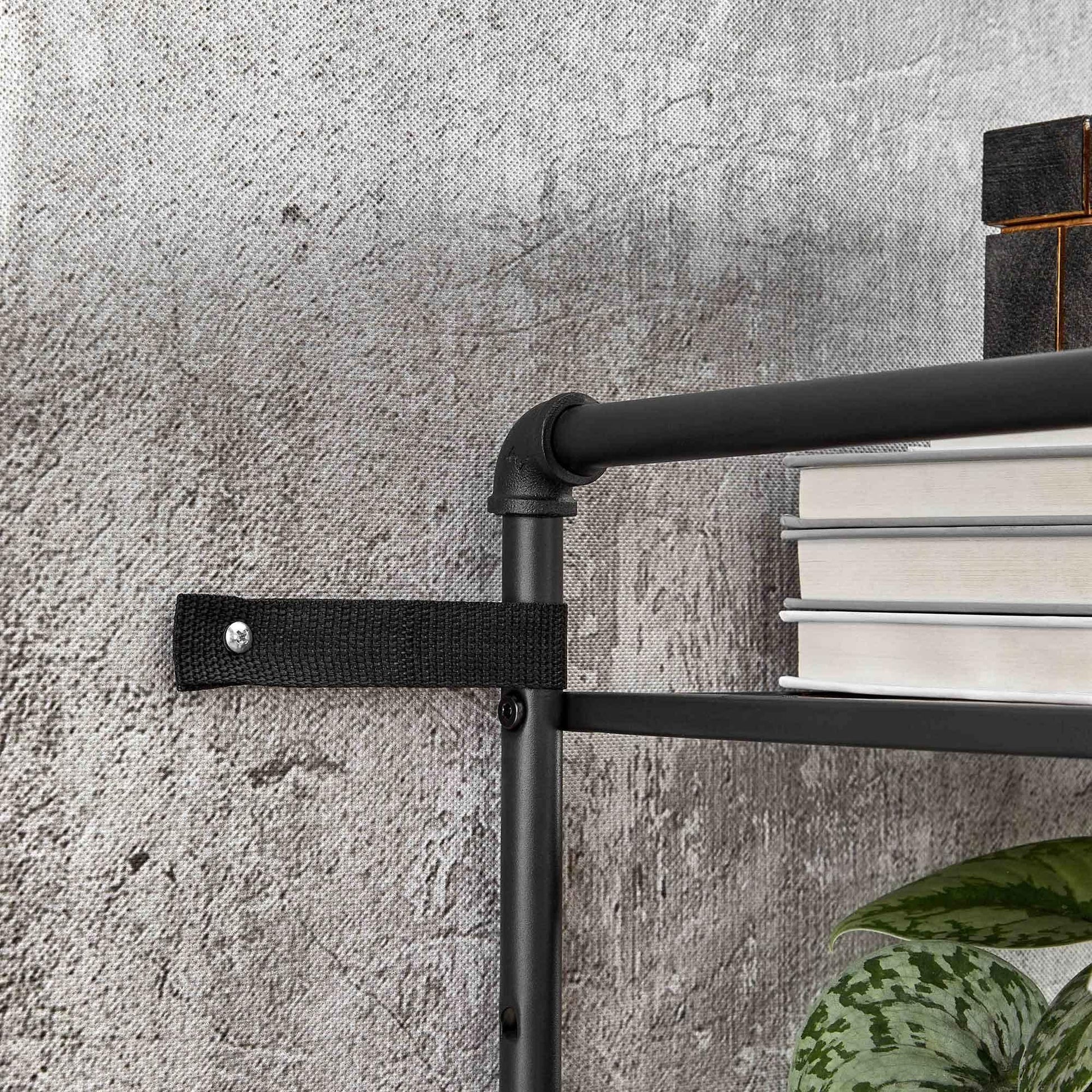 Industrial Brown & Black 4-Tier Shelving Unit for Storage FredCo