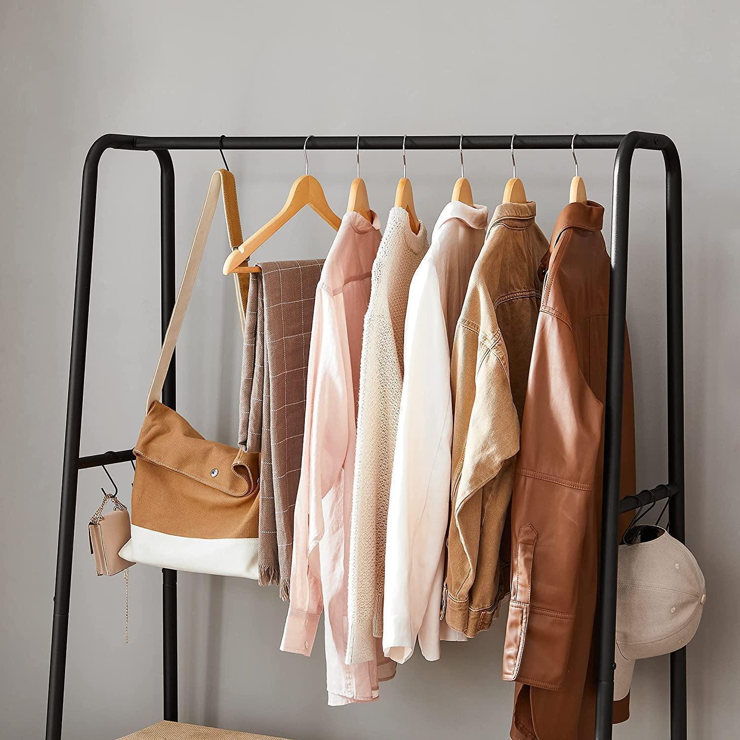 Industrial Brown & Black Clothes Rack with Shelves FredCo