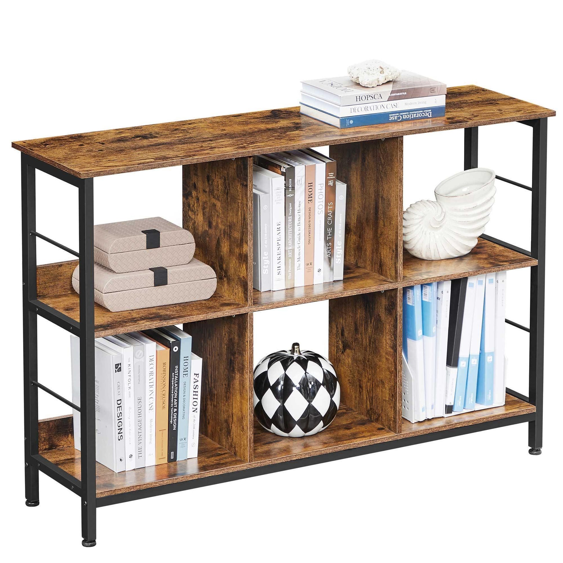 Industrial Brown & Black Multi-Functional Storage Bookshelf FredCo