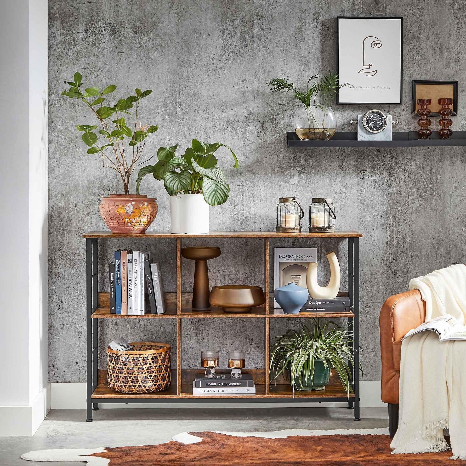 Industrial Brown & Black Multi-Functional Storage Bookshelf FredCo