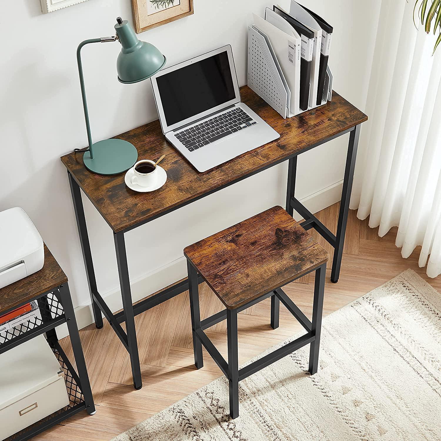 Industrial Brown Bar Table with 2 Stools FredCo