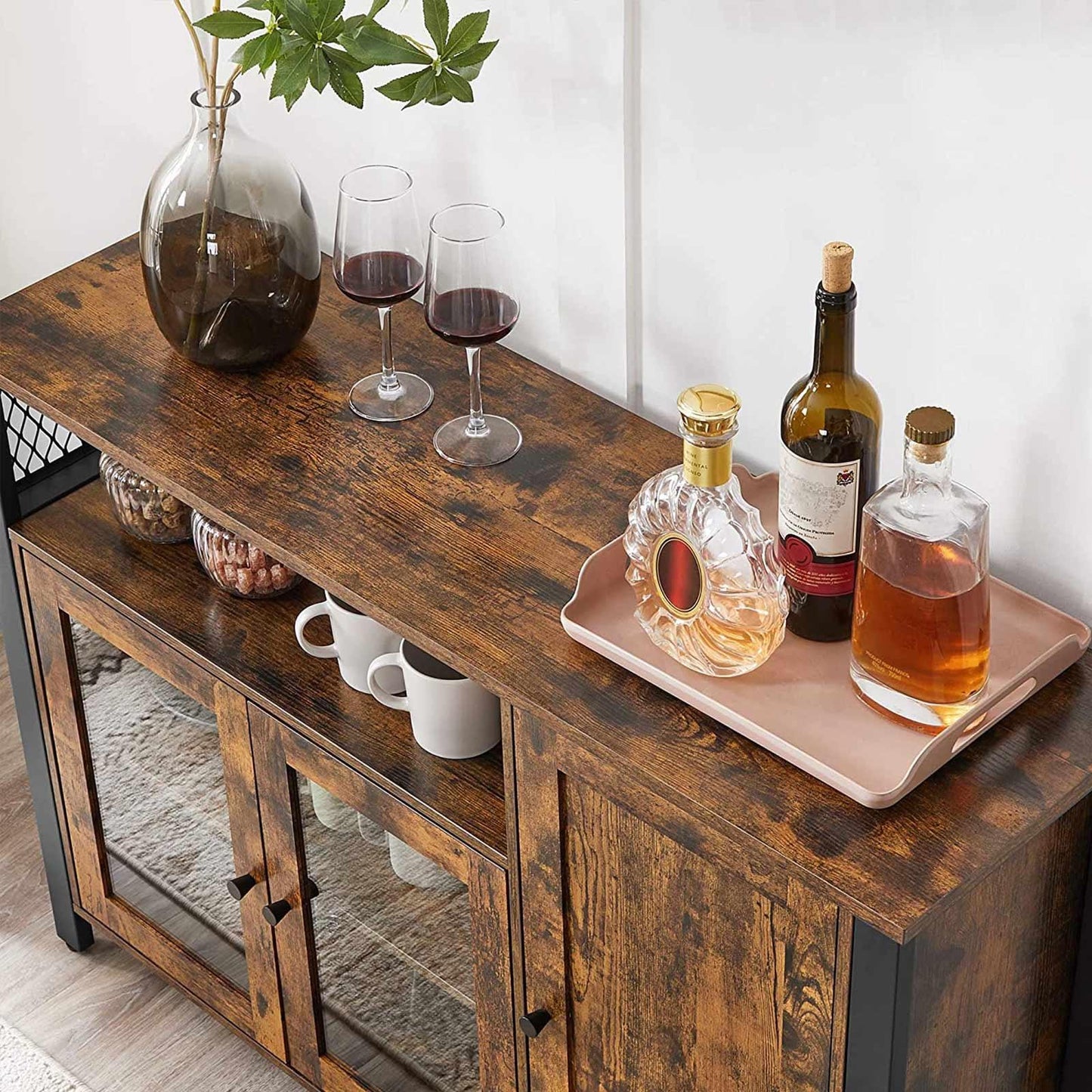Industrial Brown Buffet Table with Cabinet FredCo