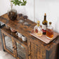 Industrial Brown Buffet Table with Cabinet FredCo