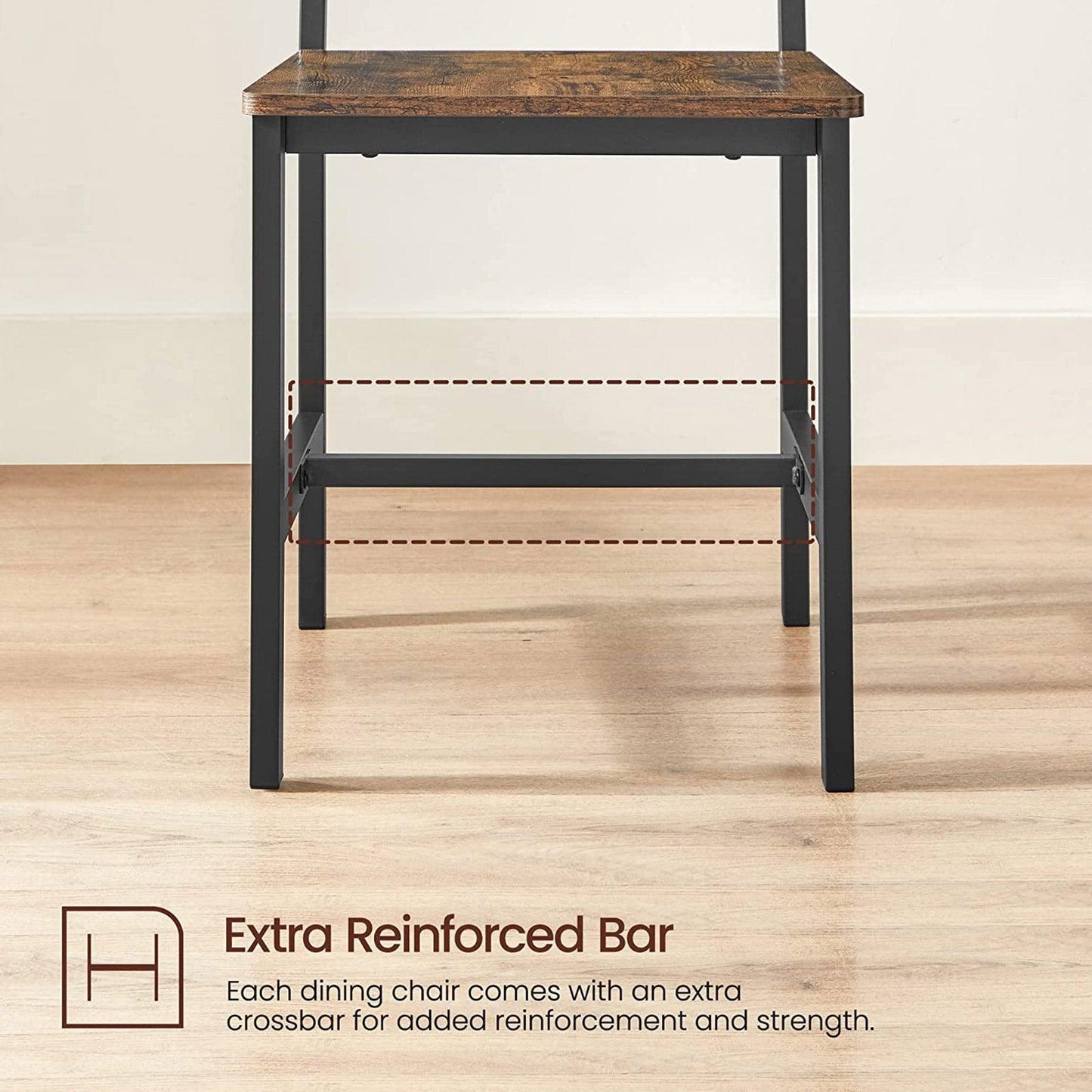 Industrial Brown Dining Chairs Sets with Backrest FredCo