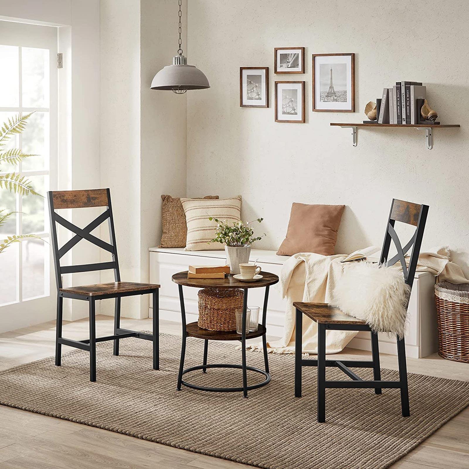 Industrial Brown Dining Chairs Sets with Backrest FredCo